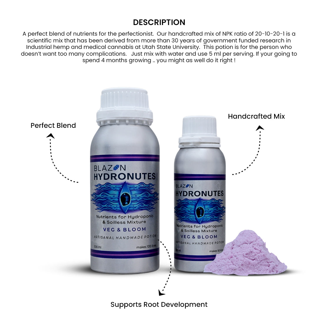 Blazen Hydronutes (Veg & Bloom) 250 ml –  Premium Hydroponic Nutrient Solution