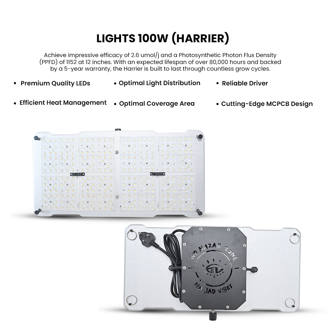 Harrier 100W LED Grow Light – Full Spectrum Lighting for Plants