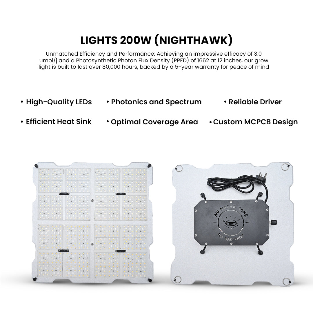 Nighthawk 200W LED Grow Light – Full Spectrum IoT Smart Lighting for Indoor Gardens